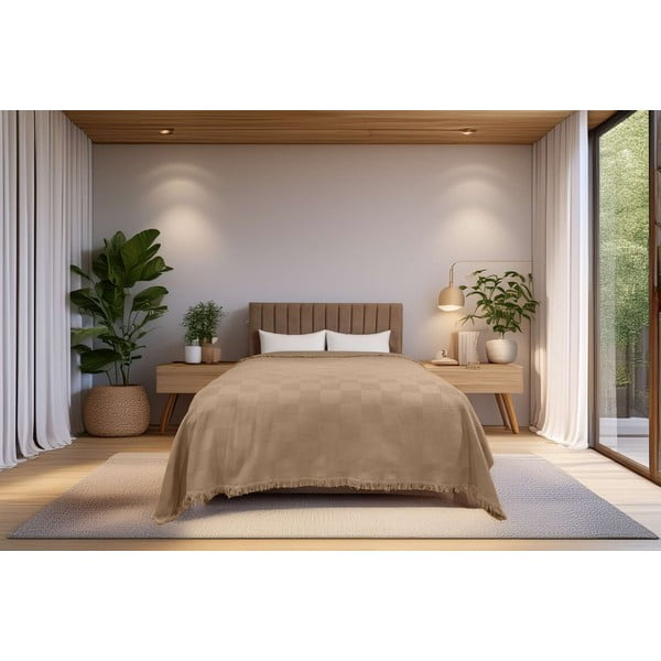 Béžový bavlněný přehoz 140x200 cm Russel – Mijolnir-image-1