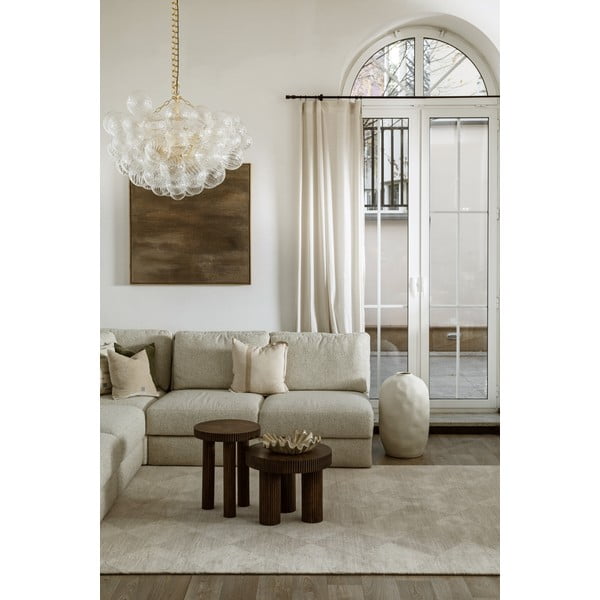 Béžový vlněný koberec 133x190 cm Agnus Checkered – Agnella-image-1