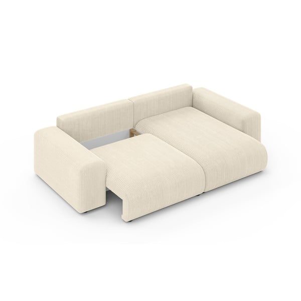 Krémová manšestrová rozkládací rohová pohovka s úložným prostorem (variabilní roh) Luma – Ropez-image-4