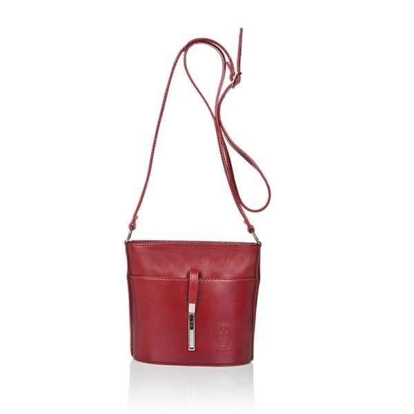 Červená kožená kabelka Markese Cruha