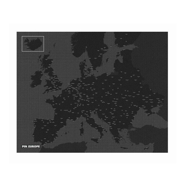 Černá nástěnná mapa Evropy Palomar Pin World, 100 x 80 cm-image-1