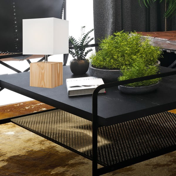 Světle hnědá stolní lampa s textilním stínidlem, výška 29,5 cm Natura – LAMKUR-image-1