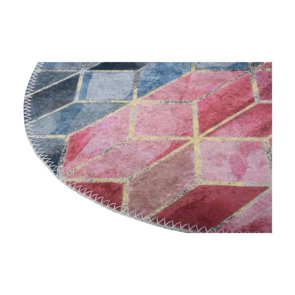Růžovo-světle šedý pratelný kulatý koberec ø 120 cm – Vitaus-image-2
