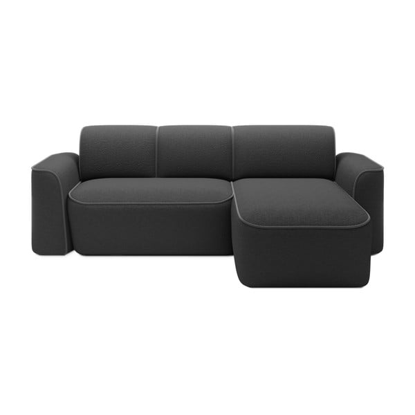 Tmavě šedá rohová pohovka z textilie bouclé (pravý roh/s lenoškou) Ume – ELTAP