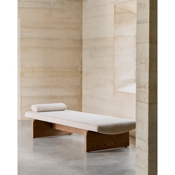 Béžová/v tmavě přírodní barvě žinylková lenoška (variabilní roh) Topaz – Kave Home-image-1