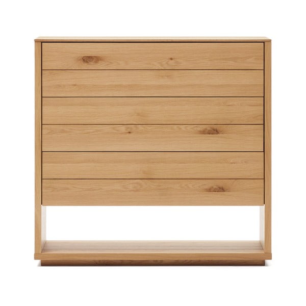 Vysoká komoda v dekoru dubu v přírodní barvě 100x97 cm Alguema – Kave Home