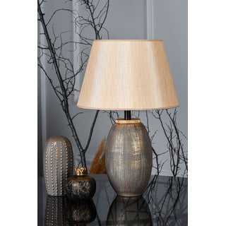 Šedo-béžová stolní lampa s textilním stínidlem (výška 46 cm) – Opviq lights