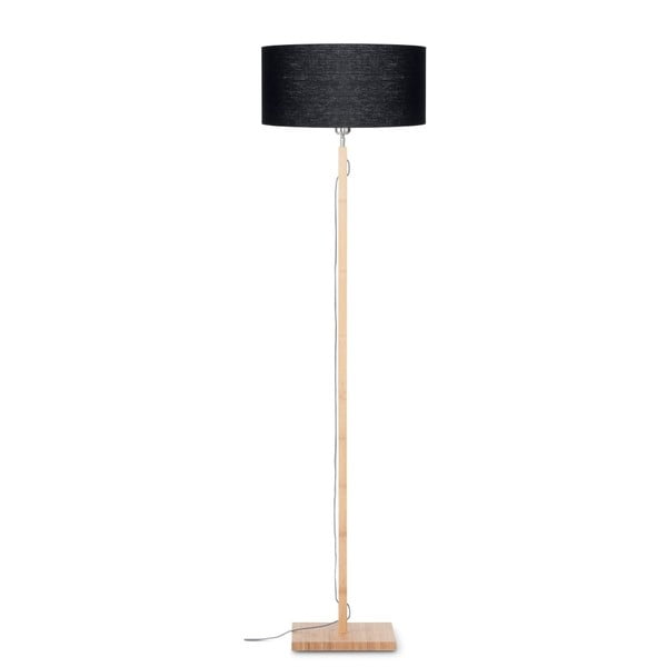 Stojací lampa s černým  stínidlem a konstrukcí z bambusu Good&Mojo Fuji