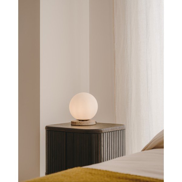 Bílá stolní lampa se skleněným stínidlem (výška 22 cm) Malachi – Kave Home-image-1