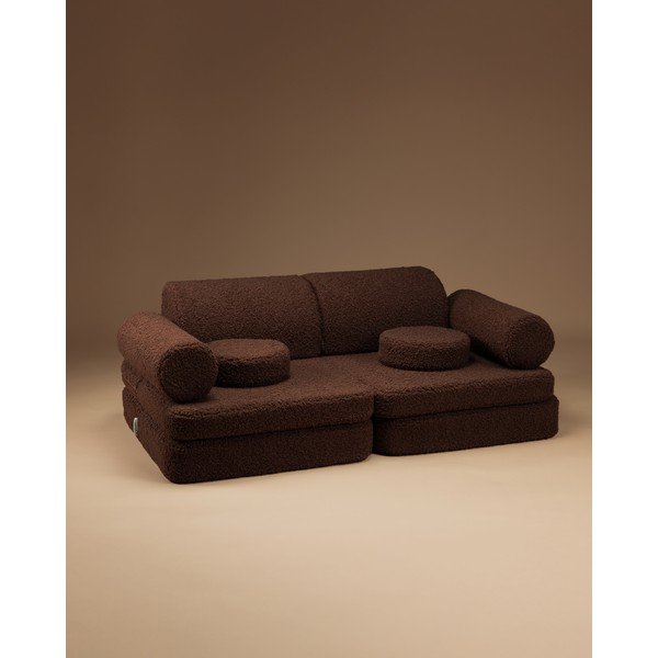 Tmavě hnědý dětský pohovkový polštář z textilie bouclé Warm Hazel – Wigiwama-image-1
