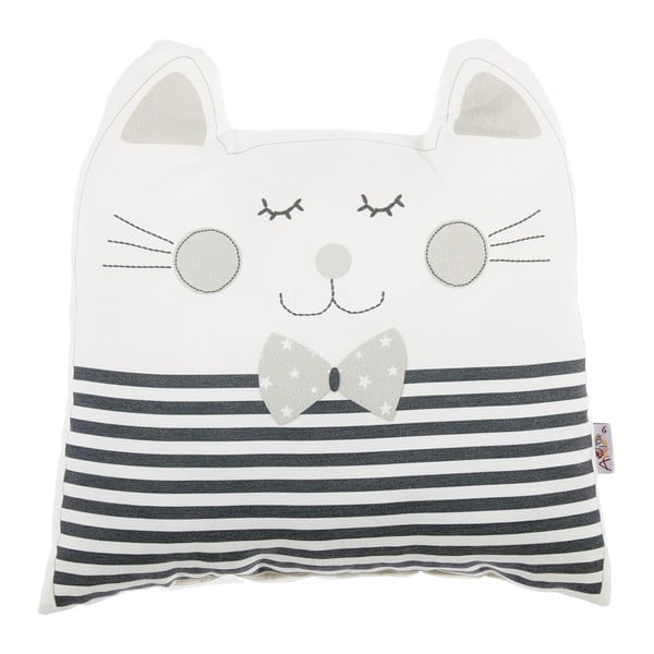 Šedý dětský polštářek s příměsí bavlny Mike & Co. NEW YORK Pillow Toy Big Cat, 29 x 29 cm