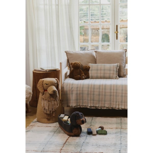 Krémový/šalvějově zelený bavlněný dětský přehoz 140x200 cm Tartan Blue Sage – Lorena Canals-image-2