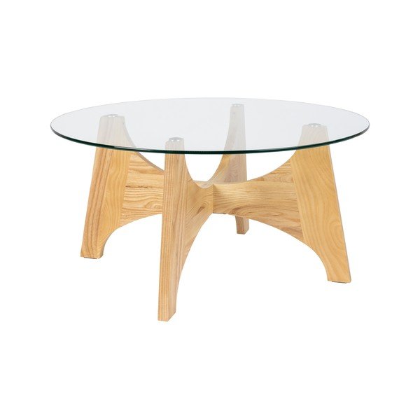 Kulatý konferenční stolek se skleněnou deskou v přírodní barvě ø 80 cm Kobe – Zuiver
