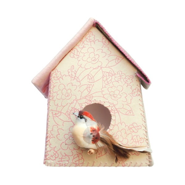 Růžová nástěnná samolepka Studio Ditte Birdhouse, 13 x 16 cm
