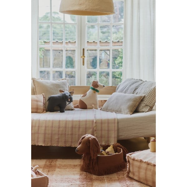 Světle růžový bavlněný dětský přehoz 140x200 cm Tartan Rose – Lorena Canals-image-1