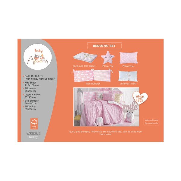 Růžové dětské bavlněné povlečení s prostěradlem na jednolůžko Mike & Co. NEW YORK Carino, 90 x 120 cm-image-3