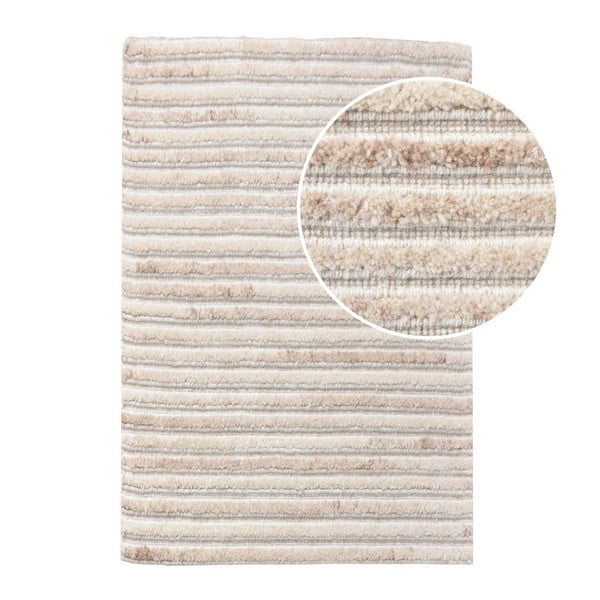 Krémový ručně tkaný vlněný koberec 60x90 cm Mango – House Nordic