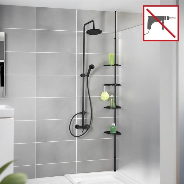 Černá teleskopická/rohová plastová koupelnová polička Compact – Wenko-image-4