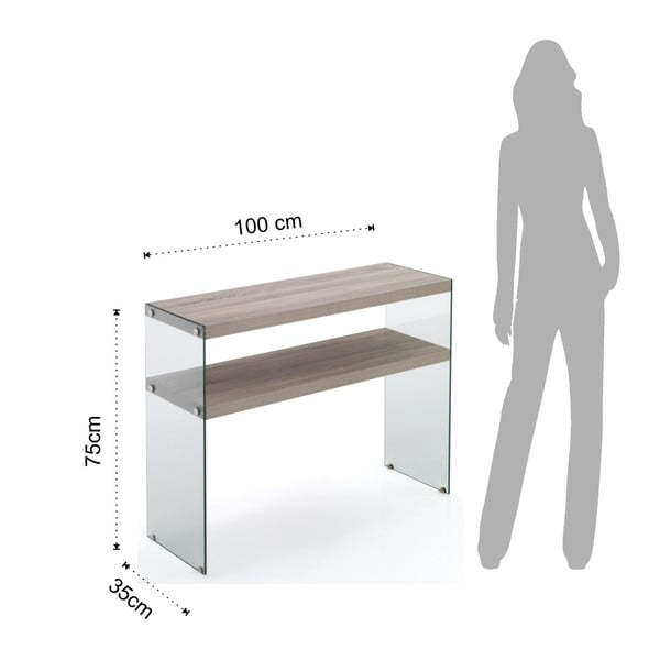 Konzolový stolek s deskou v dubovém dekoru v přírodní barvě 35x100 cm Nancy – Tomasucci-image-1