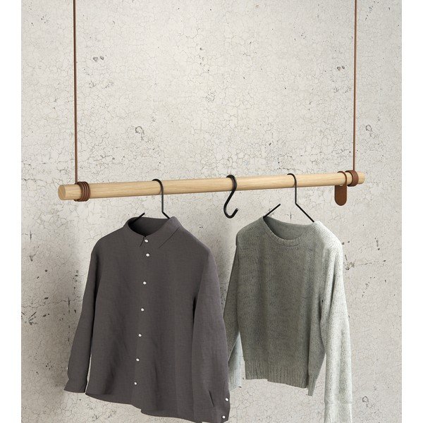 Nástěnný věšák z dubového dřeva v přírodní barvě 110 cm Swing L – LIND DNA-image-1