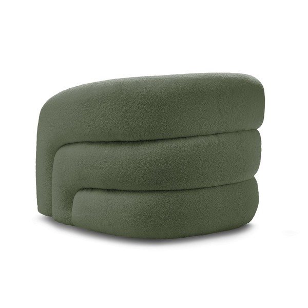 Zelené otočné křeslo z textilie bouclé Elina – Bobochic Paris-image-4