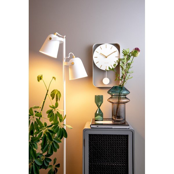 Bílé nástěnné hodiny s kyvadlem Karlsson Charm, výška 32,5 cm-image-1