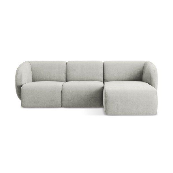 Světle šedá žinylková rohová pohovka (pravý roh/s lenoškou) Lani – Makamii