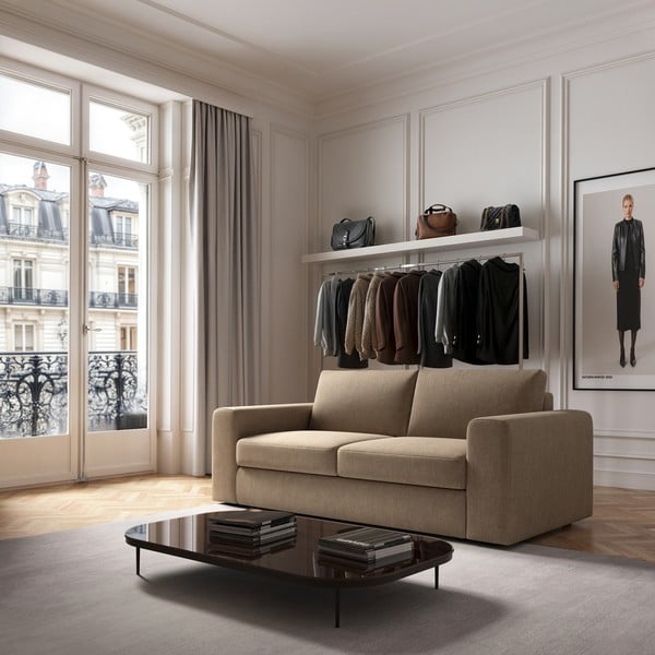 Světle hnědá sametová pohovka 218 cm Baga – Rodier-image-1