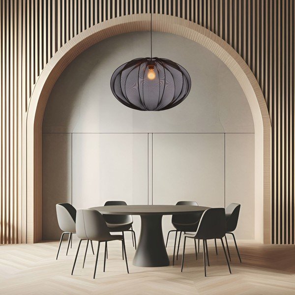 Černé závěsné svítidlo s textilním stínidlem ø 60 cm Mellow – Candellux Lighting-image-1