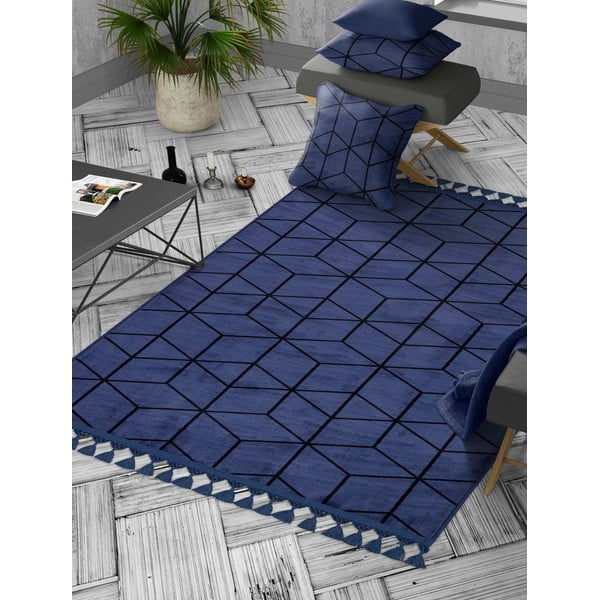 Modrý pratelný koberec 180x120 cm - Vitaus-image-1