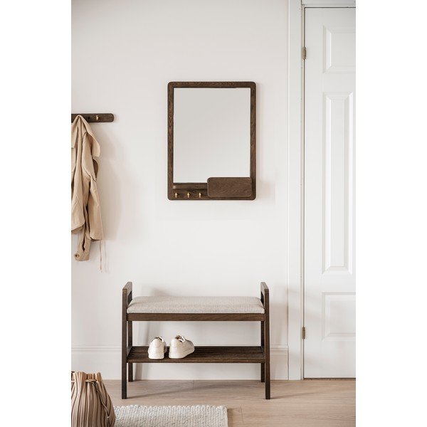 Nástěnné zrcadlo s poličkou  s dřevěným rámem 45x60 cm Inverness - Rowico-image-1