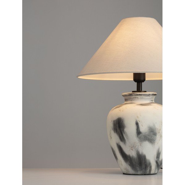 Bílá/šedá keramická stolní lampa s textilním stínidlem (výška 55 cm) Lupe – Nova Luce-image-4