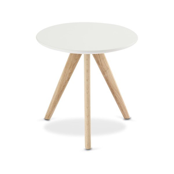 Bílý konferenční stolek s nohami z dubového dřeva Furnhouse Life, Ø 40 cm-image-3