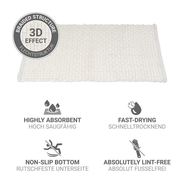 Bílá textilní koupelnová předložka 50x80 cm Ecoli – Wenko-image-4