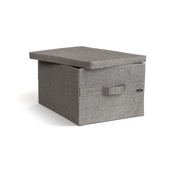 Šedý látkový úložný box s víkem 36x46x25 cm Soft Storage Large – Bigso-image-3