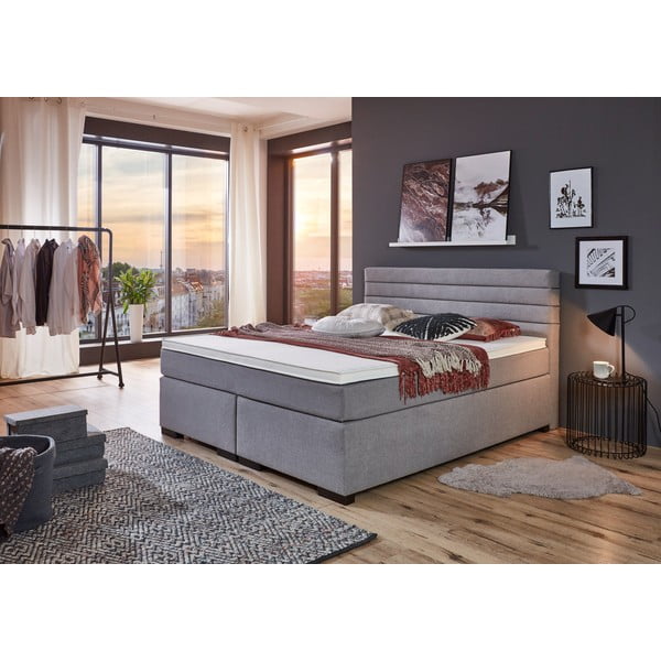 Šedá boxspring postel 180x200 cm Kokomo – Rojaplast-image-1