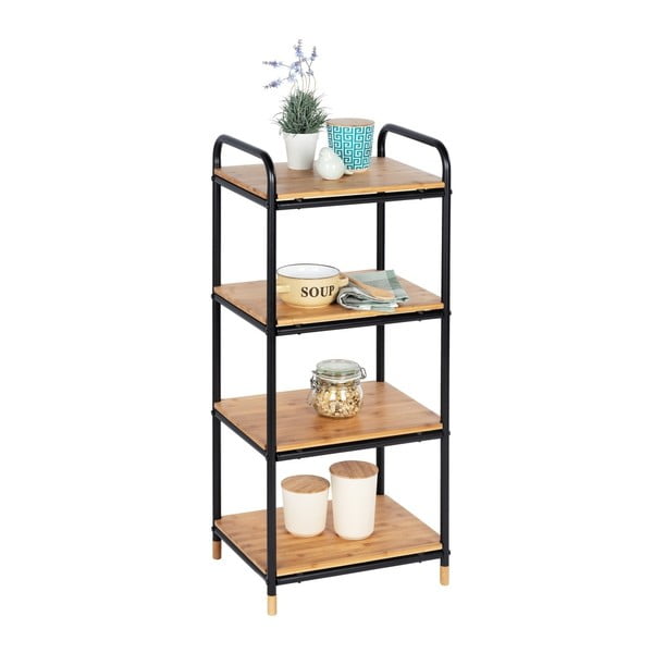 Černý/v přírodní barvě kovový koupelnový regál 42x94,5 cm Loft – Wenko-image-3