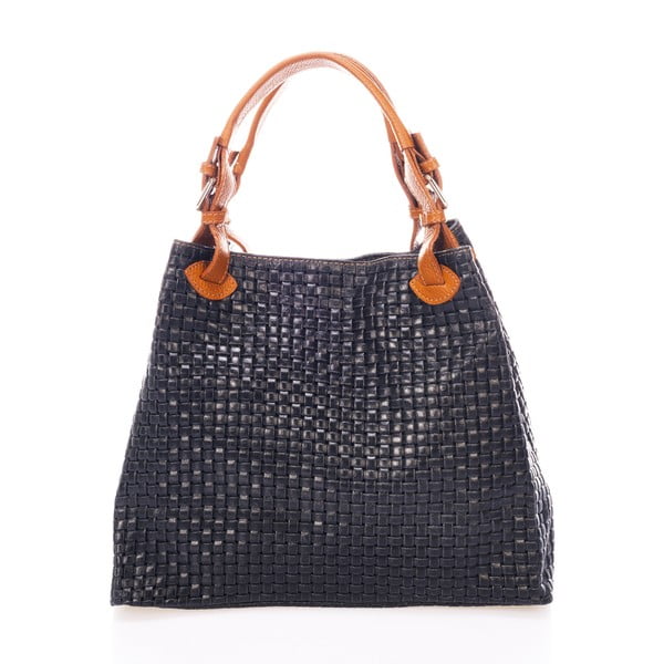 Tmavě modrá kožená kabelka Federica Bass Hydri-image-1