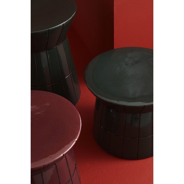 Vínový keramický kulatý konferenční stolek ø 38 cm Abbes – Bizzotto-image-4