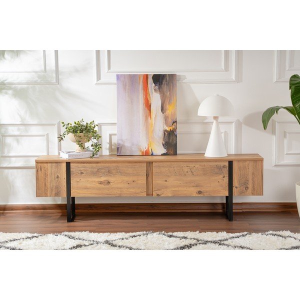 TV stolek v dekoru borovice v přírodní barvě 180x50x29,5 cm Serenity – Kalune Design-image-4