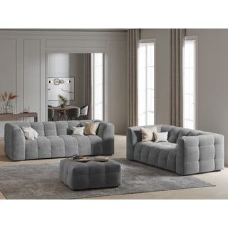 Šedý sametový puf Windsor & Co Sofas Vesta