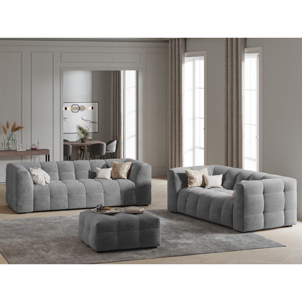 Šedý sametový puf Windsor & Co Sofas Vesta-image-1