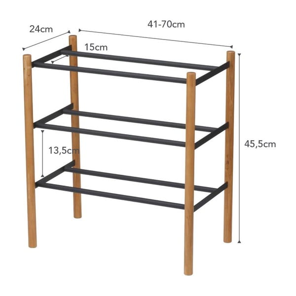 Kovový teleskopický botník v černo-přírodní barvě – YAMAZAKI-image-2