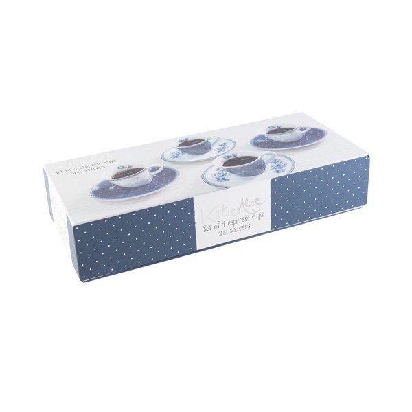 Sada 4 porcelánových hrnků na espresso s podšálky Creative Tops Vintage Indigo-image-4