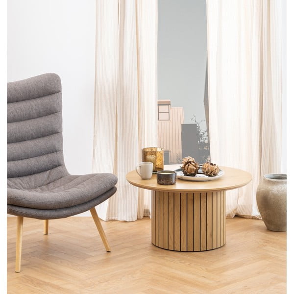 Kulatý konferenční stolek s deskou v dubovém dekoru ø 80 cm Yale - Actona-image-1