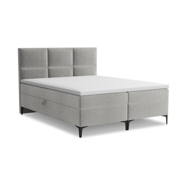 Světle šedá boxspring postel s úložným prostorem 160x200 cm Pakalana – Makamii
