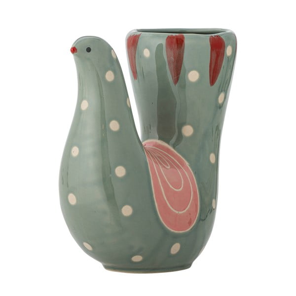 Zelená ručně malovaná váza z kameniny (výška 19 cm) Trudy – Bloomingville-image-2