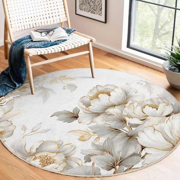 Pratelný kulatý koberec ve světle šedé a béžové barvě ø 120 cm Soft and Gentle – Mila Home-image-1