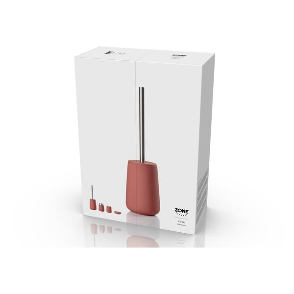 Světle červená porcelánová WC štětka Nova – Zone-image-3