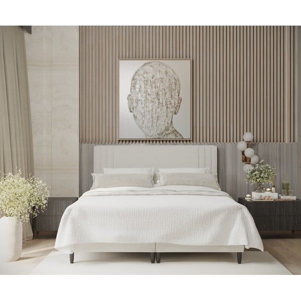 Béžová čalouněná dvoulůžková postel s úložným prostorem 160x200 cm Musca – Maison de Rêve-image-3